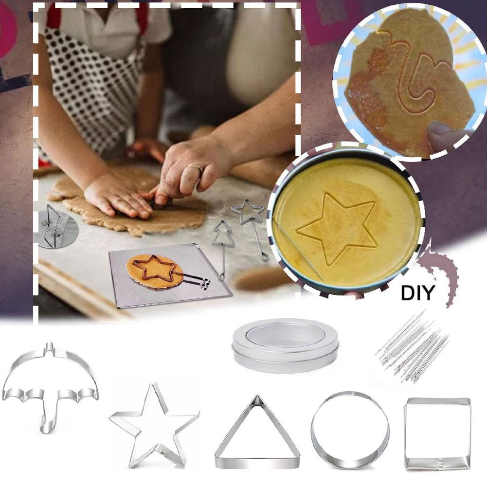 Korean Sugar Candy Making Tools Squid Sugar Player Kit Steel Cookie Cutters Sugar Cookie Umbrella Triangle Star Round