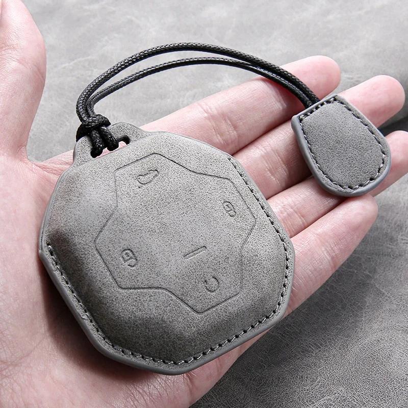 Étui de Protection en Cuir pour Clé de Voiture à 4 Boutons pour Chery Jetour Traveller 2024 2023 Coque de Clé Auto Porte-Clés