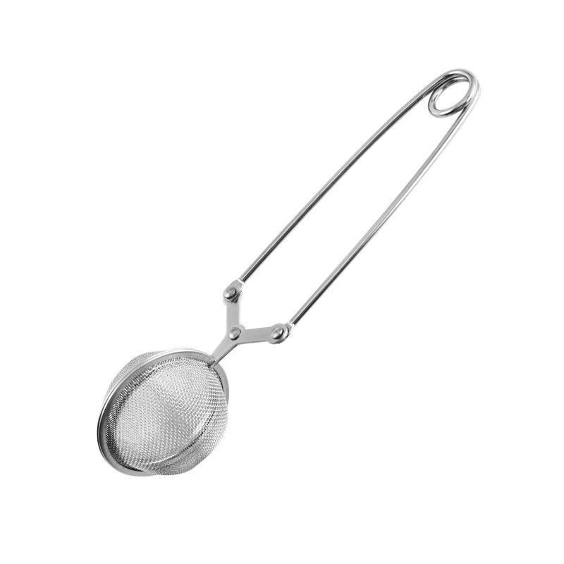 Stainless Steel Mesh Tea Ball Infuser Spoon Fine Filter Strainer For Loose Leaf Tea With Squeeze Handle Silver