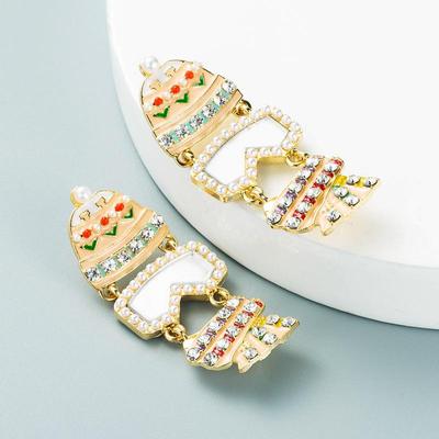 Frauen Einfache Tropfen Ohrringe Titan Stahl Legierung Anhänger Ohrringe Fisch Pearll Kristall Geometrische Ohr Ornamente