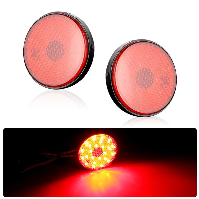 

2× Round 5.8CM LED Bumper Reflector Lights for Toyota Highlander Sequoia Noah Fortuner Mitsubithi ASX Tail/Brake Rear Fog Lamps