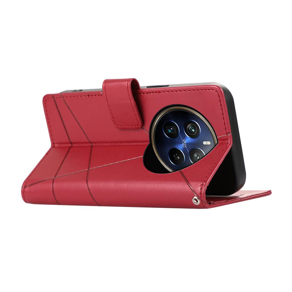 DF-06 For Realme 12 Pro 5G/12 Pro+ 5G Wallet Case PU Leather Line Imprinted Flip Phone Cover