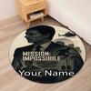 Custom Name Mission Impossible Printed Round Rug Carpet Chair Rug Area Rug Entryway Doormats,for Office Chair Living Room Bedroom Kitchen Room.