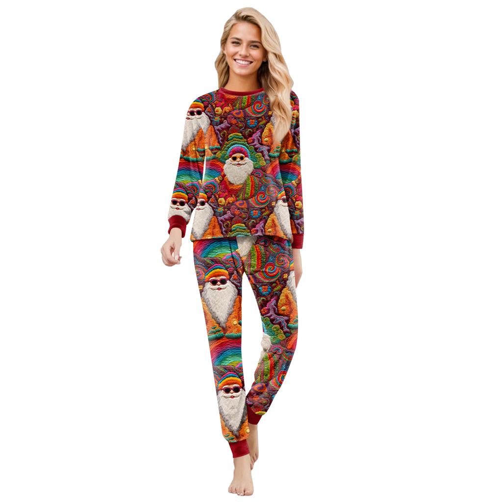 Matching Family Christmas Print Flannel Homewear Set Long-Sleeve Top And Pants