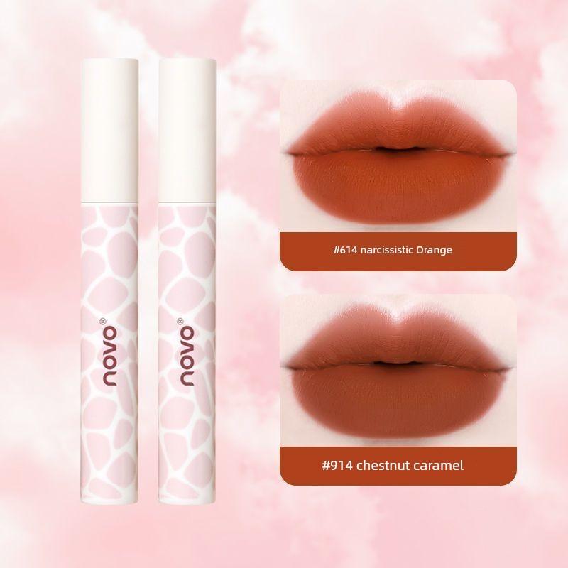 Novo Nude Color Series Lip Lacquer Fall and Winter Lipstick Female Matte Finish Velvet Low Saturation Lip Gloss Mud Plain Makeup White