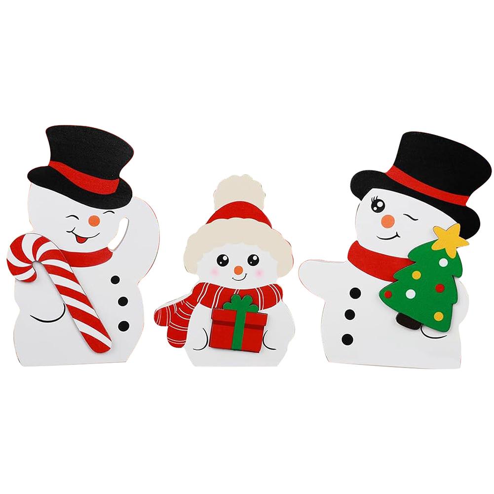 Christmas Cute Tabletop Statue Snowman Penguin Festival Tabletop Figurine Handmade Cartoon Desk Ornaments for Party Decor
