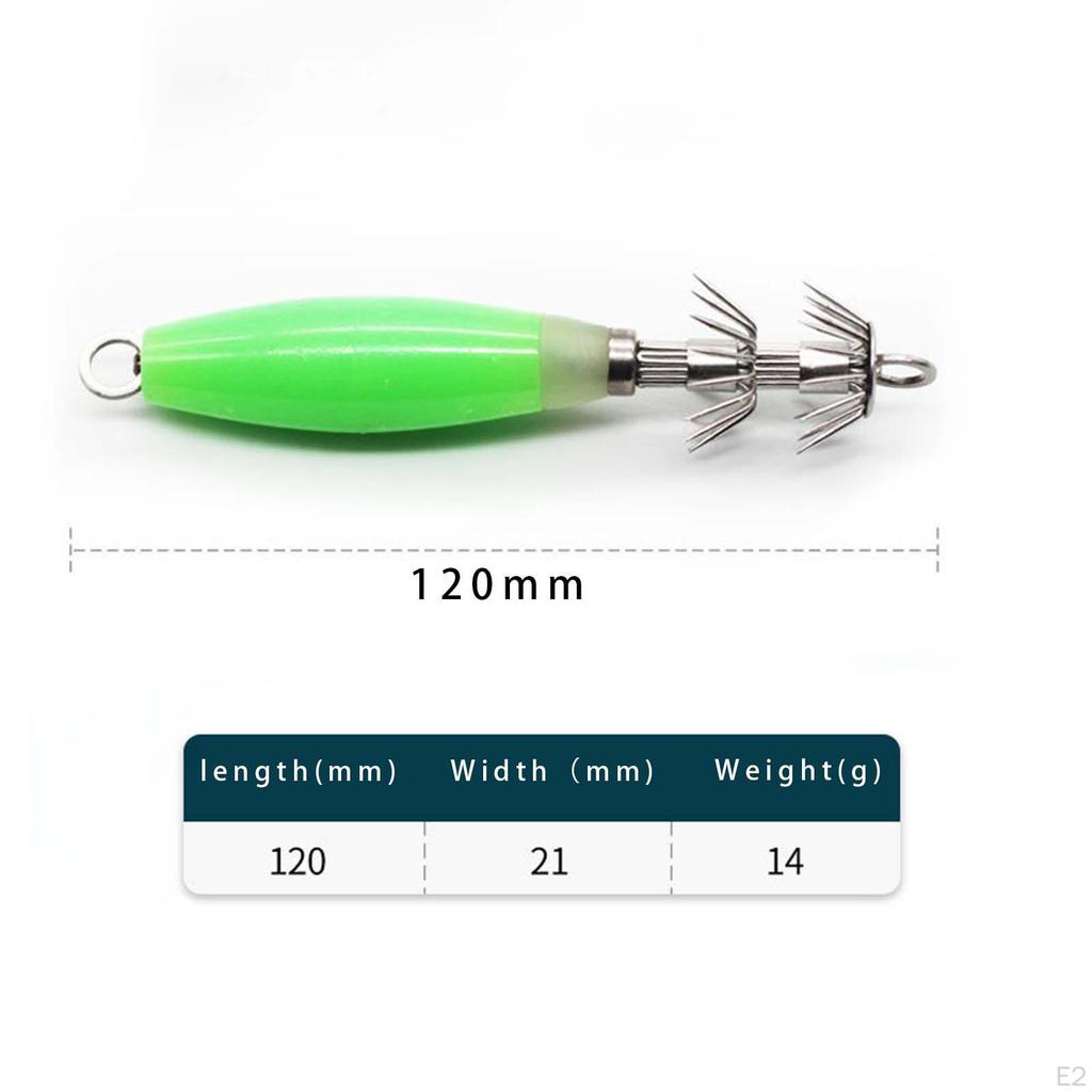 3 Pieces Luminous Squid Jig Hooks Freshwater Saltwater Fluorescent Lures 12cm Glow in The Dark