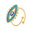 Qiong Yao Demon Eye Enamel Open Ring: 18k Gold-Plated Titanium Steel Adjustable Fashion Accessory