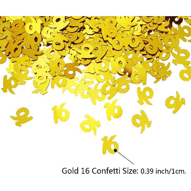 Gold 16th Birthday Metallic Confetti Sequ Sweet 16 Party Decor Supplies