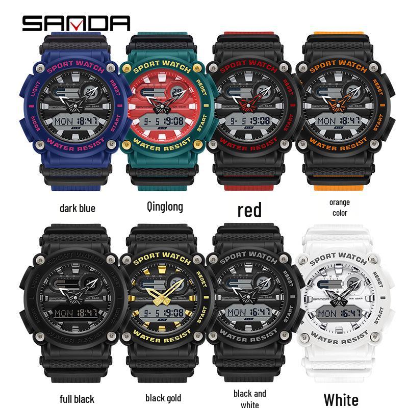 Sanda Dual Display Student Sports Watch - Multi-functional Chinese Style with Calendar