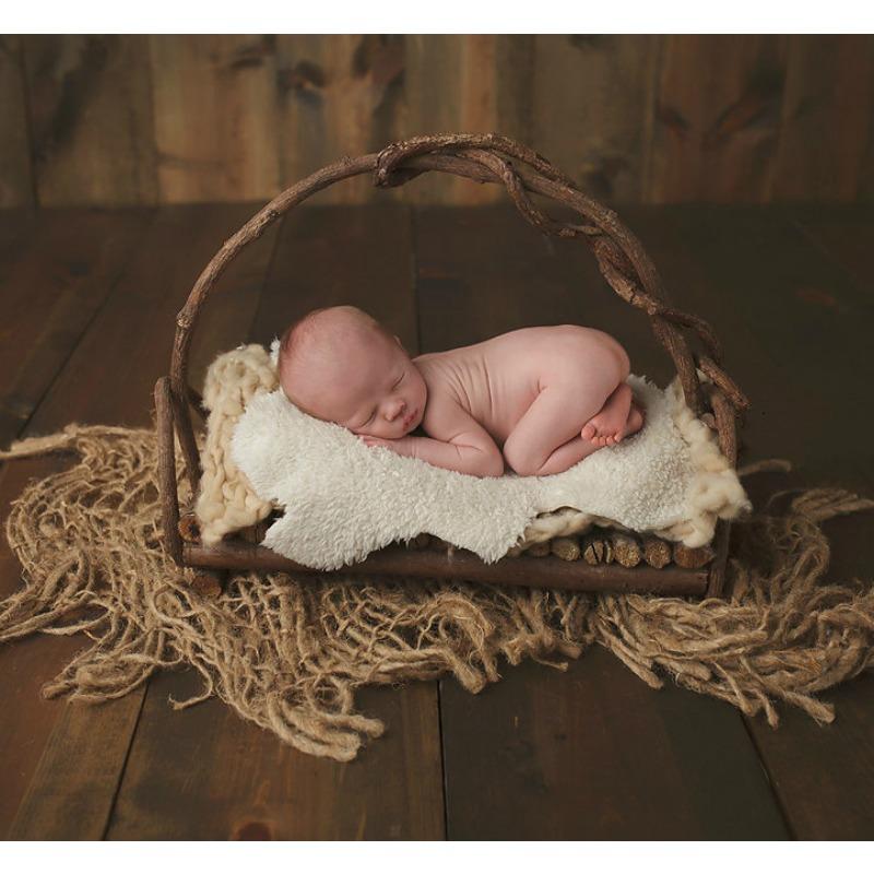 1pc 58*58cm Natural Linen Blanket for Newborn Photography Handmade Linen Weaving Mat Cushion Basket for Baby Photos Solid Color