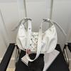 Lace-up Bow Bag Women's Spring 2025 New PU Dumpling Bag Temperament Shoulder Bag Sweet and Cool Messenger Bag