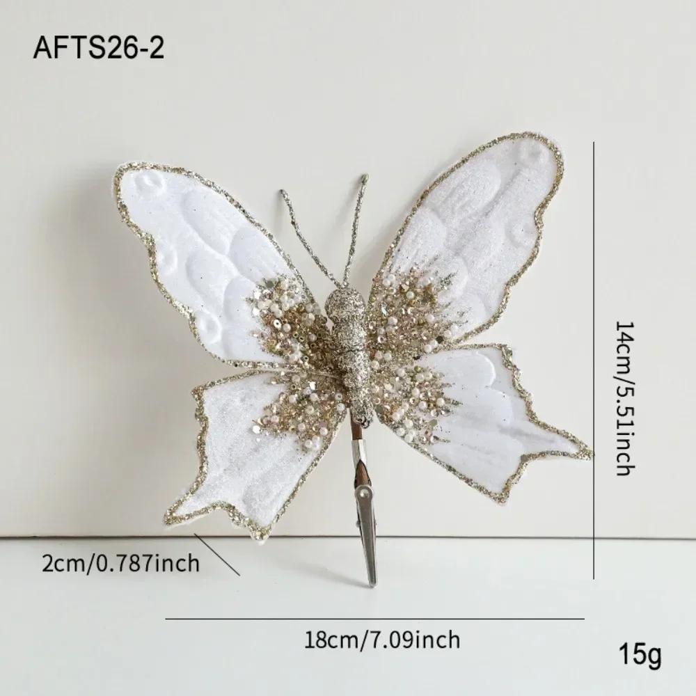 Multicolor Christmas Tree Decoration 25*21cm Gold Powder Fabric Glitter Butterfly Accessories Party Supplies Hanging Decoration