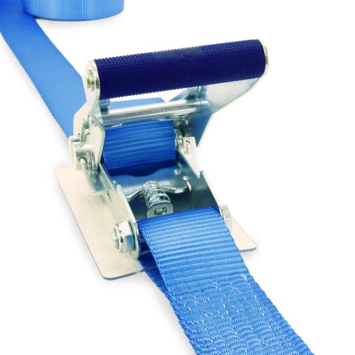 AVIELAN Lashing Belt, 50mm Wide, IJ Hook (Compatible with Rope Hooks), 9m Winding, Fixed, 0.5m, Blue