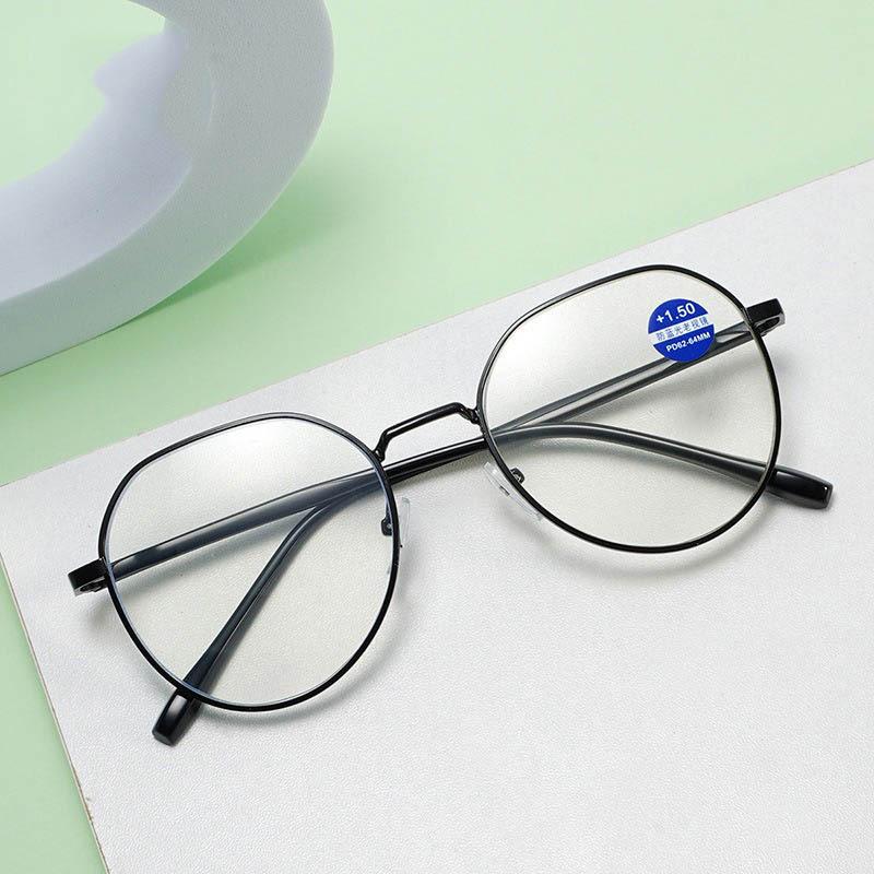 B8001 Anti-Blue Light Metal Reading Glasses - High-End, Comfortable Round Frame for Middle-Aged & Elderly