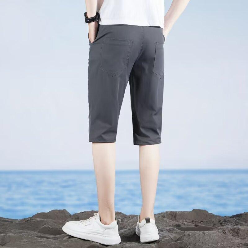 Summer New Suit Shorts Men's Fashion Casual Five-point Medium Pants Non-ironing Slim-fitting Thin Suit Shorts Men