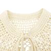 CLANE Women's Back-Open Crochet Knit Top, Beige, Size F, 18106-2272, 25 Stainless Steel Tops F beigeUsed