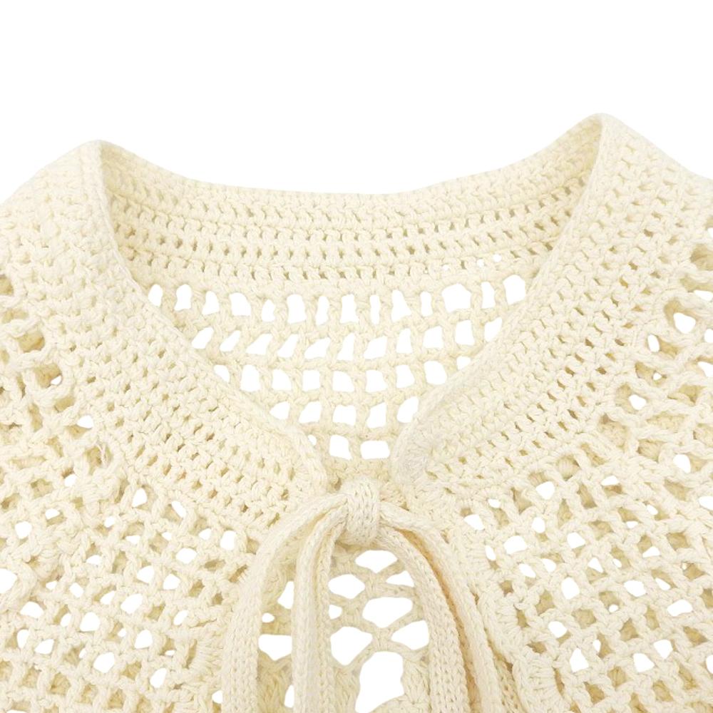 Top de Tricô Crochê Feminino CLANE com Abertura nas Costas, Bege, Tamanho F, 18106-2272, 25 Tops de Aço Inoxidável F begeUsado