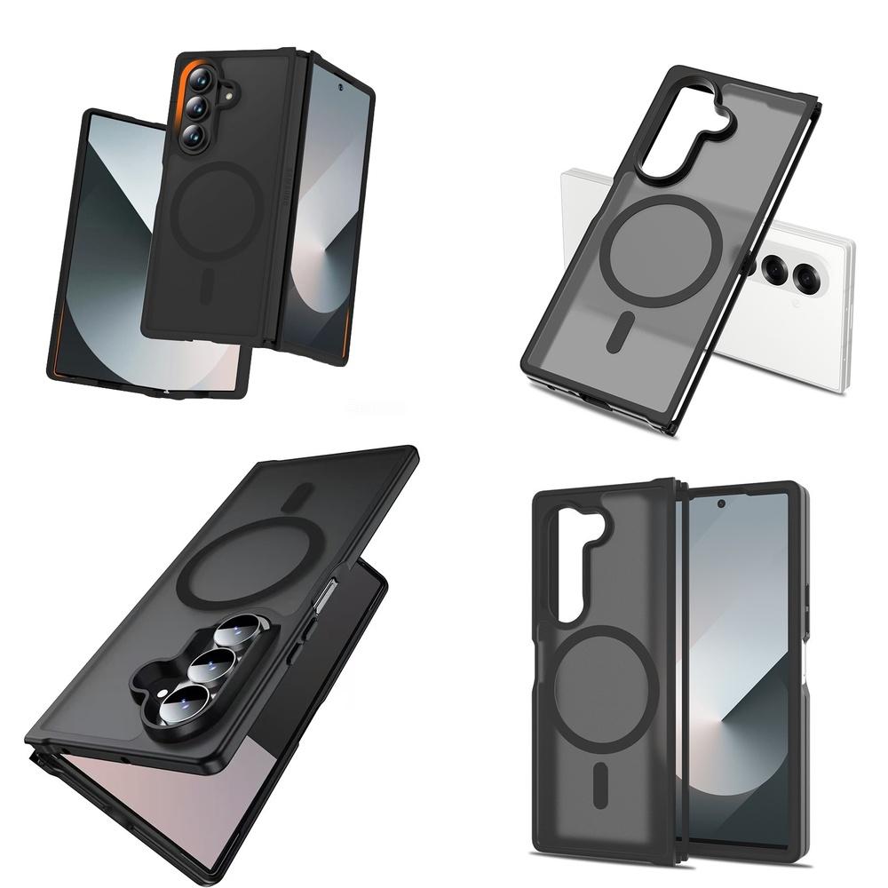 Trendy Matte Frosted Hybrid Magnetic 360 Protective Mobile Phone Back Cover for Galaxy Z Fold 7 5G 6 8 Wide with Magnet Charge