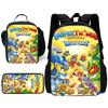 Cartoon toys Super Zings SuperThings Child School Backpack with Lunch Bags ,Pencil Bags ,School Bags for Boys Girls Best Gift