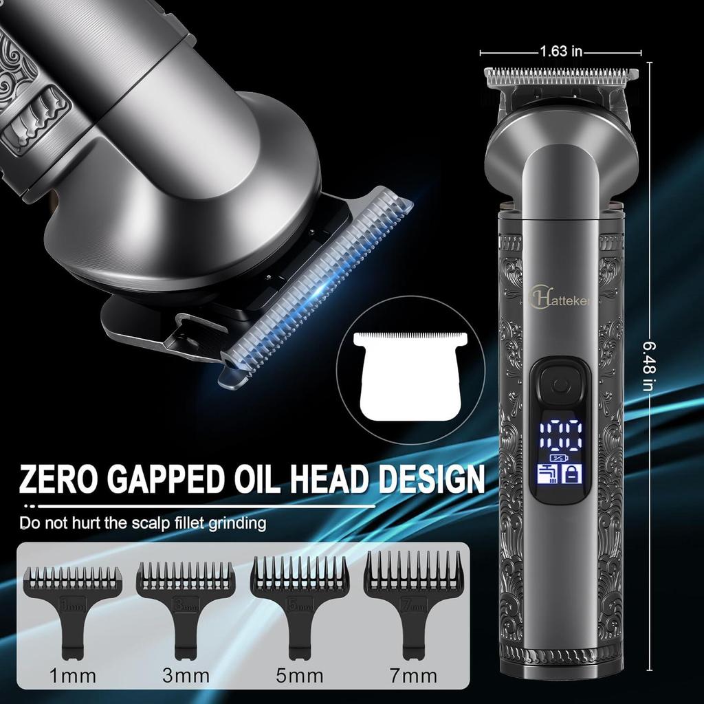 Hatteker 8-in-1 Hair Trimmer Set Multi-Function Men's Retro Hair Clipper Electric Shaver Nose