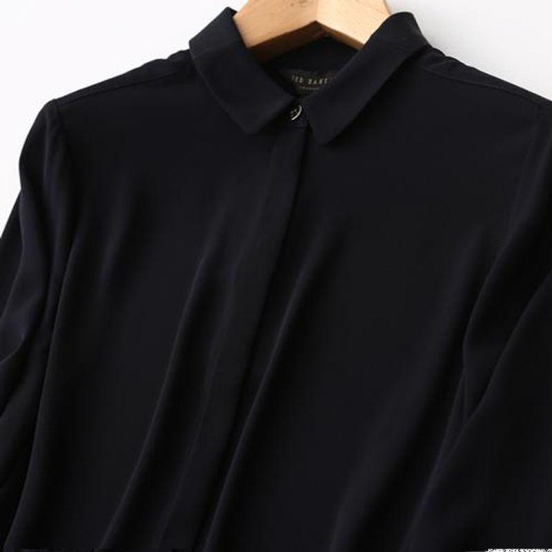 Export Export Whole Transaction Goods Simple Temperamental All-Match Pure Color Long Sleeves Pearl Chiffon Shirt for Women Autumn Undershirt