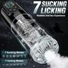 New LCD Automatic Male Mastubator Penis Pump With 7 Vibrating Rotating Thrusting & Licking Modes Pocket Pussy Sex Toys for Men