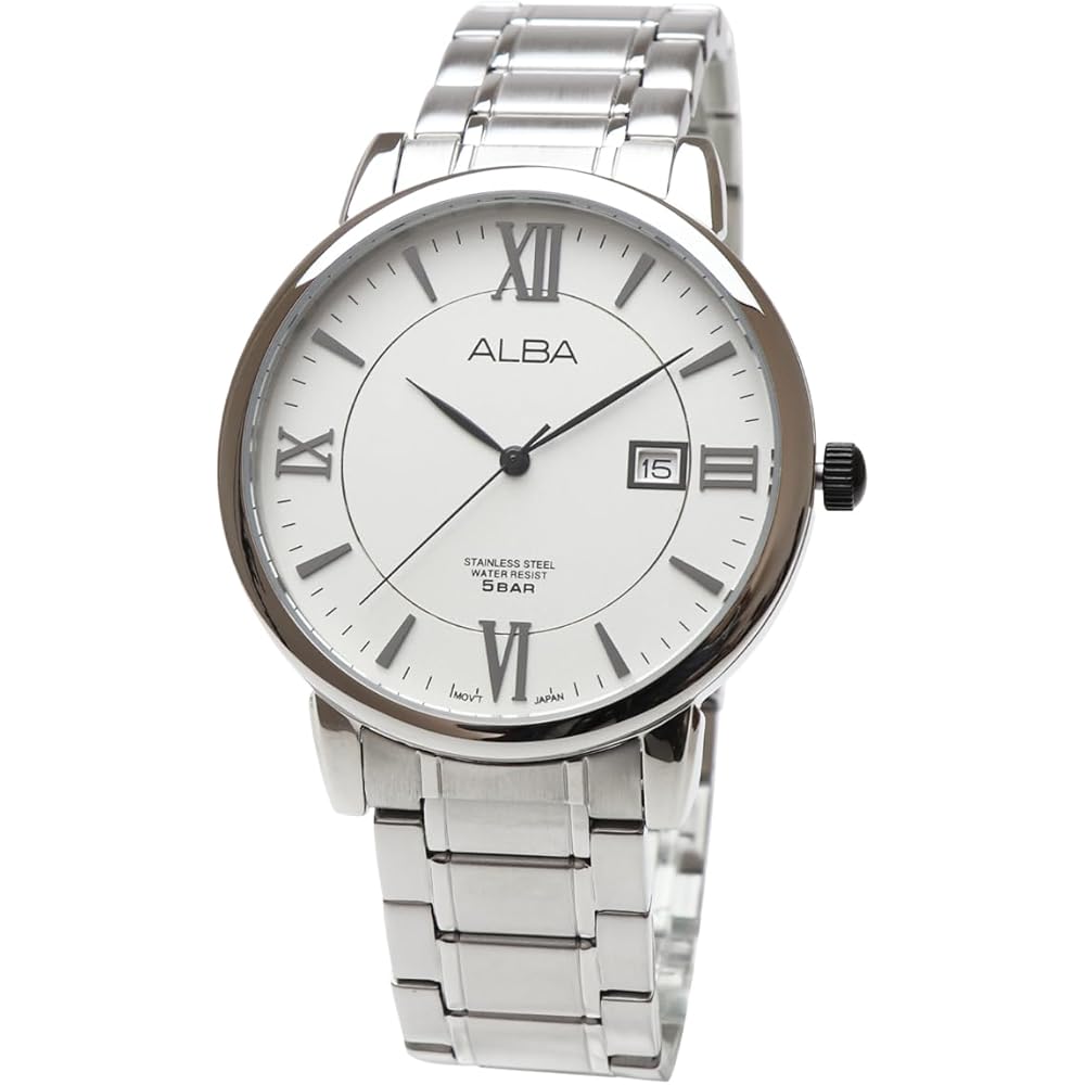 

SEIKO Seiko ALBA Alba AS9809X1 White Roman Quartz Mens Stainless Steel Business Analog Calendar W...