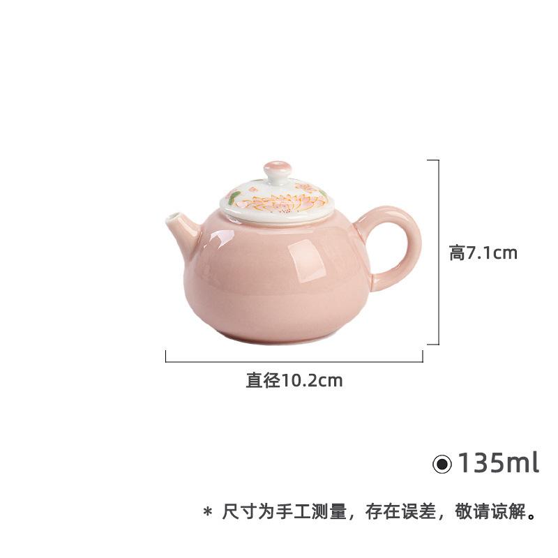 

135ml Hand-painted Flower Pink Red Teapot Luxury Tea Infuser Pot Tea Maker Kettle With Strainer For Tea Accessories Collection