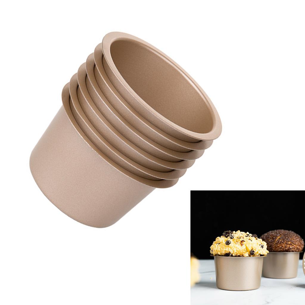 6 ks Vysoké formičky na muffiny, tepelně odolné pečicí formy, kuchyňské doplňky, karbonová ocelová pečicí forma pro použití na dezerty