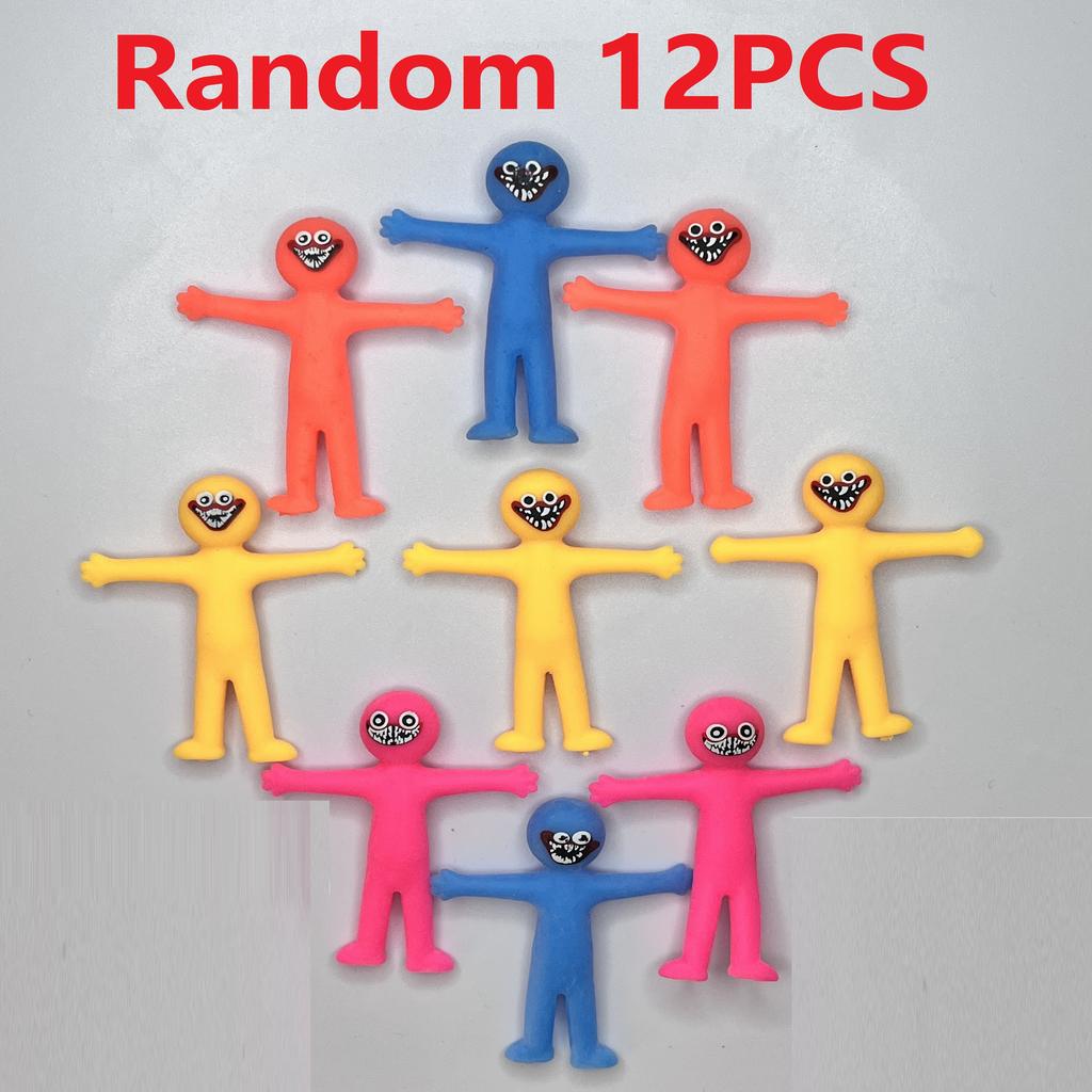 12Pcs Smile Expression Tpr Soft Rubber Villain Anti-Stress Toys Foldable And Stretchable Decompression Squishy Antistress Figets