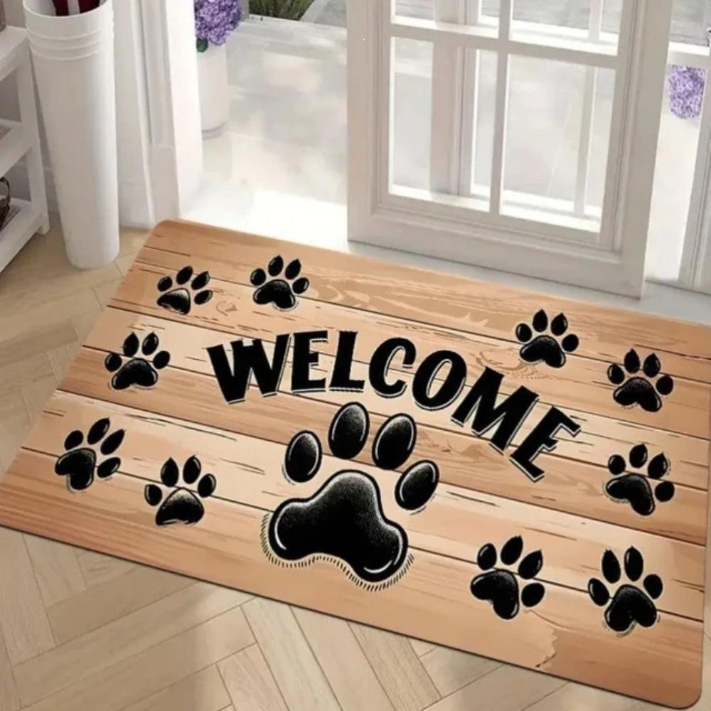 Cute Dog Paw Print Rectangle Carpet Pink Heart Pet Lover Home Decor Mat Floor Rug Entryway Doormat Life Is Better with Dogs