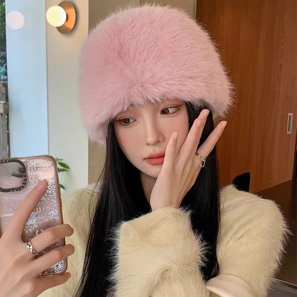 Warm Panama Cap Thicken Plush Fisherman Hat New Winter Hat  Women