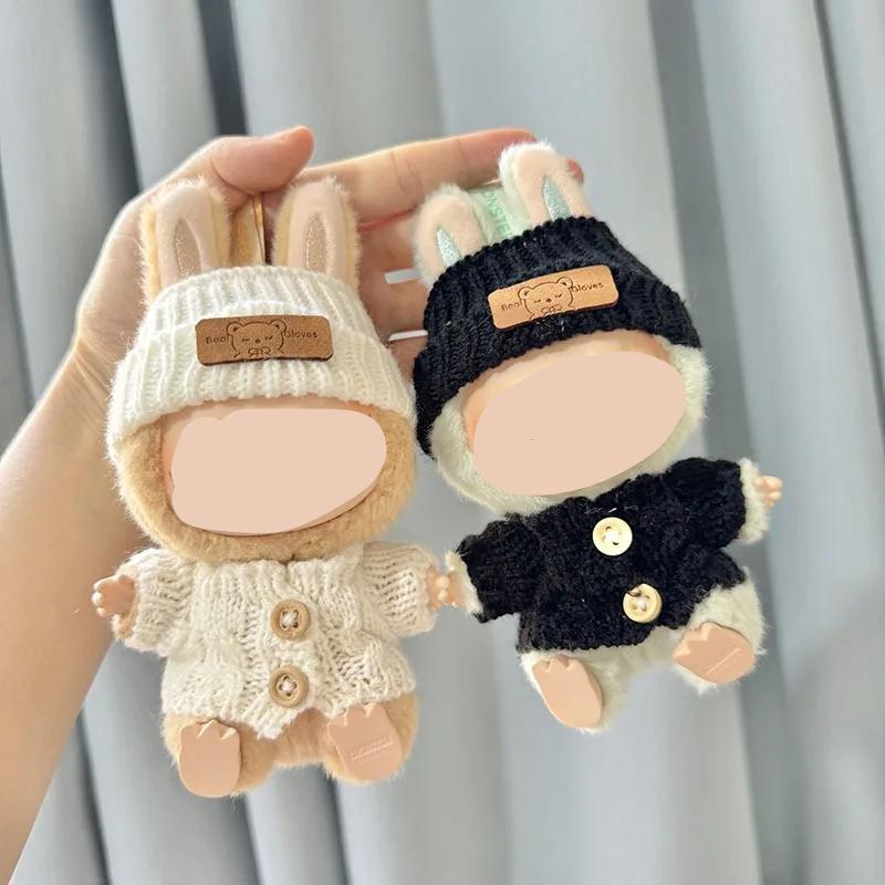 Clothes For 17Cm Doll Cute Bunny Doll Accessories With Knitted Clothes Rabbit Ears Hat Heart Sweater For Toy Collectors  Clothes