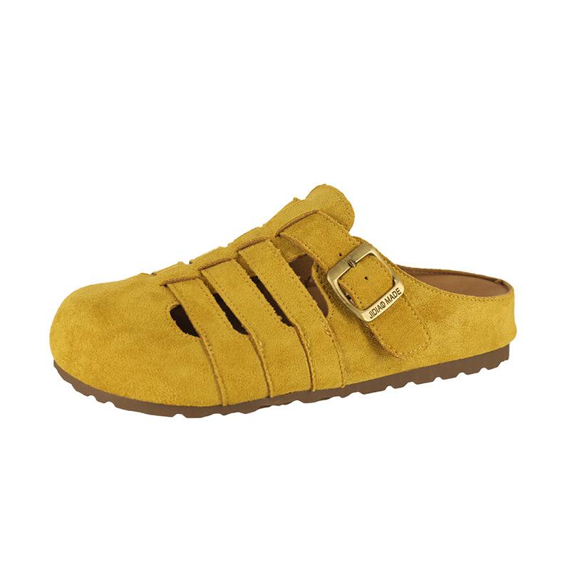 Versatile retro baotou half slippers women's outer wear summer new lazy hollow slippers platform sandals