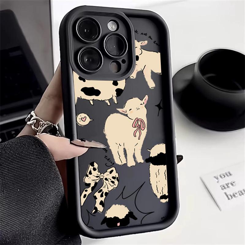 Lucky Angel Sheep Silicone Phone Case For iPhone 11 13 12 14 15 16 Pro Max 13 15 Pro XR XS Max 7 8 14 15 16Plus Shockproof Cover