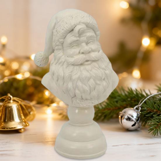 Santa Claus Head Figurine Father Christmas Statue Resin Sculpture Home Office Holiday Party Desktop Decoration Ornament