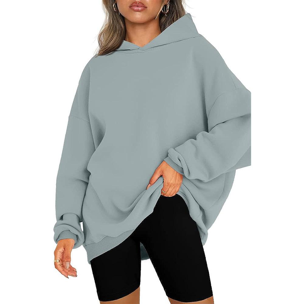 Women's Fashion Casual Solid Color Print Long Sleeve Hooded Hoodies & Sweatshirts