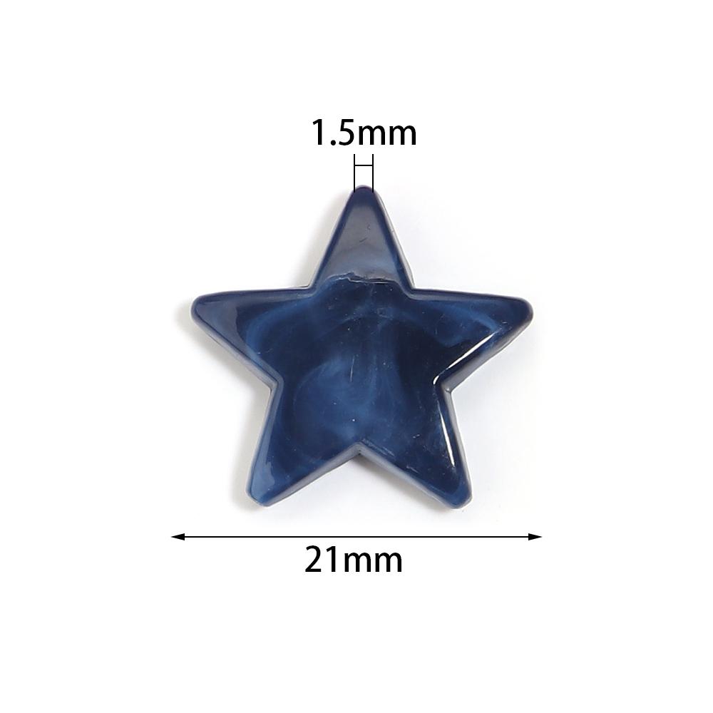 50pcs/lot 21mm Acrylic Star Beads Colorful Pentagram Cloud Loose Spacer Beads for Jewelry Making DIY Necklace Bracelets Keychain