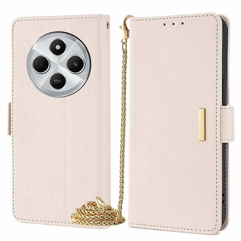 Phone Case For Xiaomi Redmi 14C 4G/14R 5G/A4 5G/Poco C75 4G PU Leather Wallet Stand Cover with Crossbody Shoulder Strap