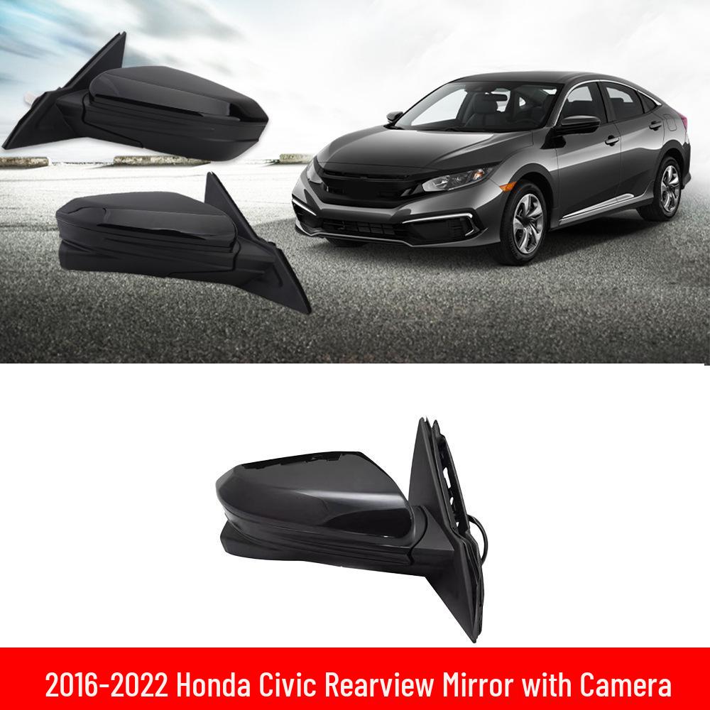 Fits 2016-2021 Honda 10th Gen Civic: Rearview Mirror Cover with Camera Left side backup camera mirror