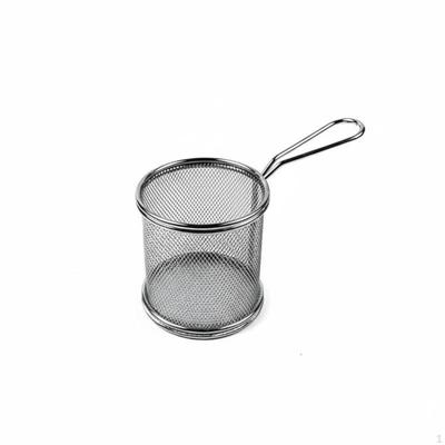 Mini Round Fry Basket Versatile With Handle Stainless Steel Food Strainer for