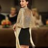 Women's Gold & Silver Thread Evening Shawl with Tassels, Cape Design, Lightweight with Straps, Hollowed-out Bolero Style.