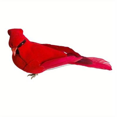 2 Stück/Set Roter Schaumstoff Feder Vogel Künstliche Imitation Kardinal Vögel Modell Haus Garten Pflanze Hochzeit Dekoration Ornamente DIY Party