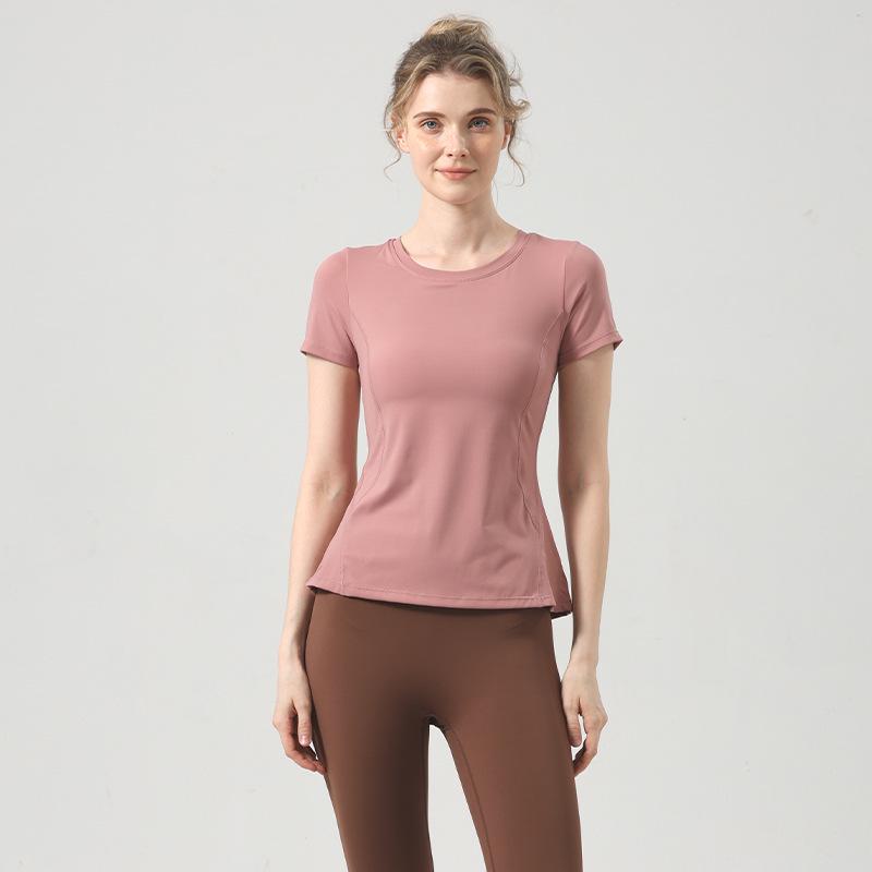 

Женский топ для фитнеса, йоги и пилатеса с коротким рукавом и подкладкой, 2025: Летняя спортивная футболка Small