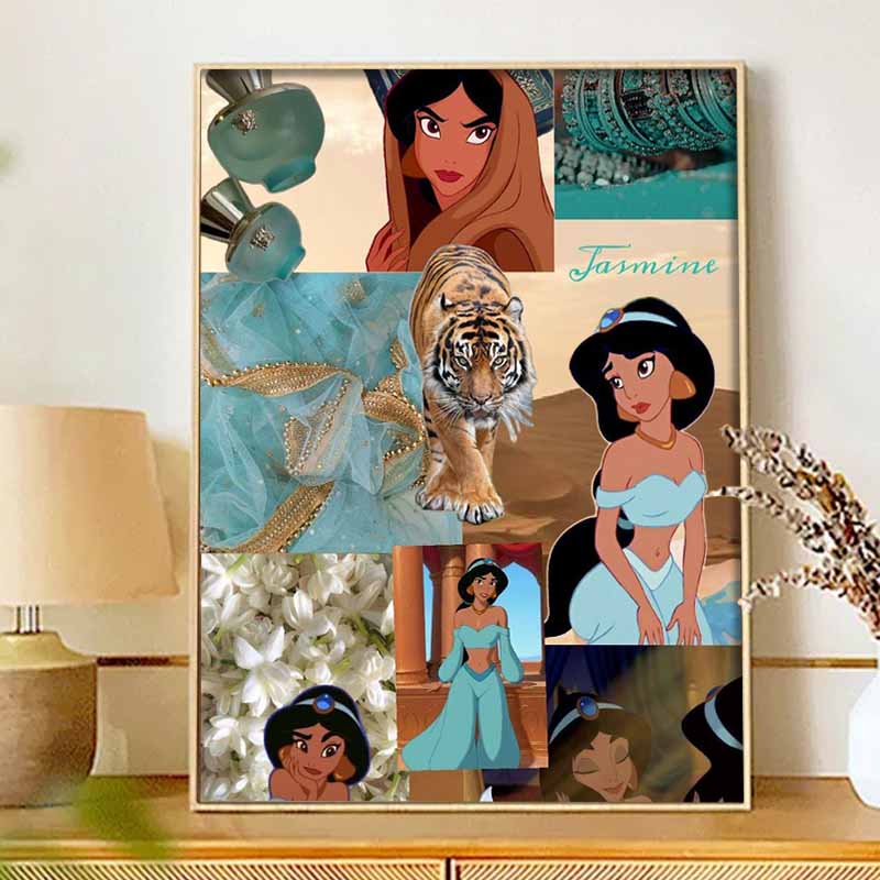 Disney Diamond Painting 5D DIY Jasmine Diamond Painting Set Suitable for Adults/Beginners Creative Gift Home Decoration