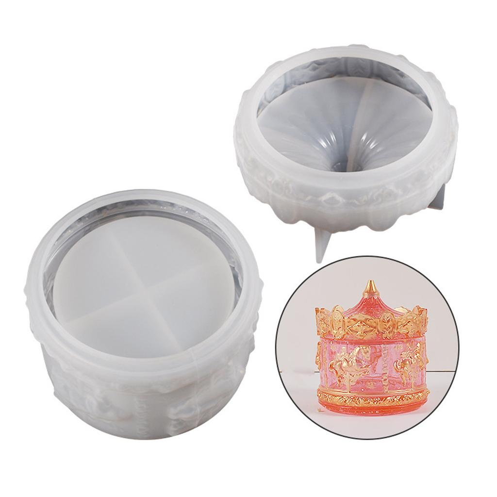 Rotate Horse-shaped Silicone Mold Epoxy Resin Casting Mould for DIY Storage Box, Makeup Brush Holder and Handmade Craft
