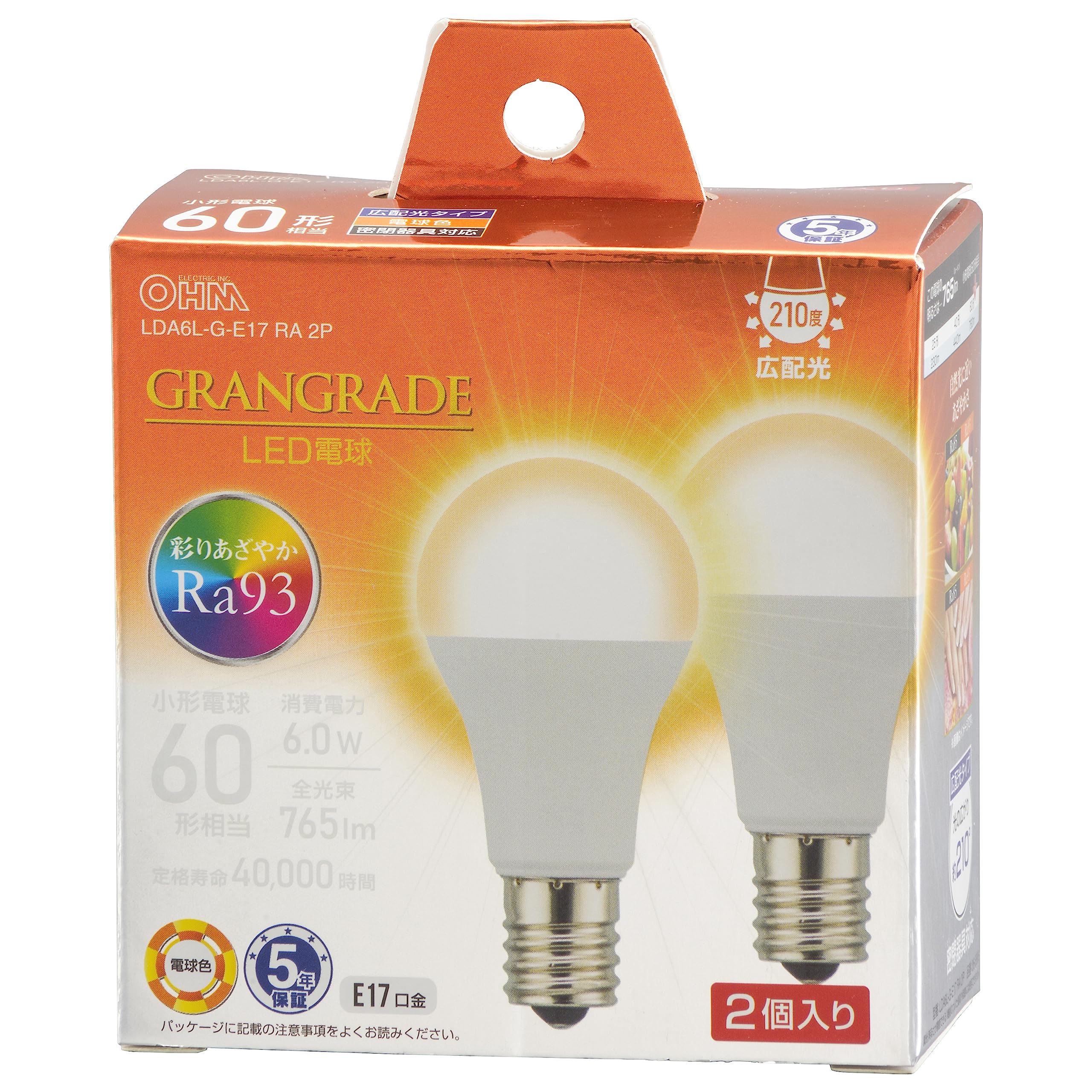 

OHM Electric LED Bulbs, Compact, E17, 60W Equivalent, Warm White, Ra93 High Color Rendering, Compatible with Sealed and Insulated Fixtures,