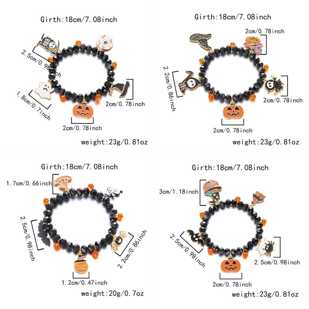 Zinc Zinc Zinc Alloy Pumpkin Pendant Bracelets Resin Crystal Beaded Bracelet Halloween Hand Chain  Gifts