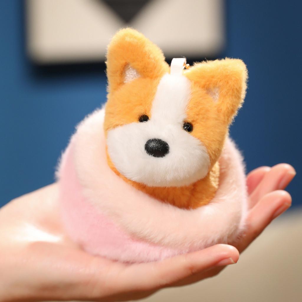 Plush Dog Keychain Corgi Toy With Pp Cotton Filling For Bags And Key Holders